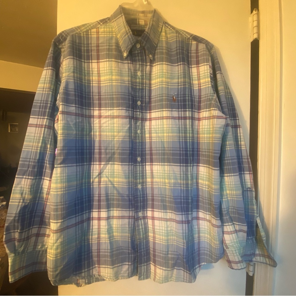 Ralph Lauren Blue and White Casual Button Down Shirt XL‎ NWOT